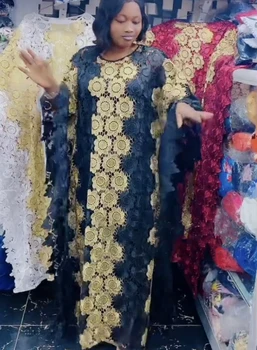 2 Kus Nový Štýl Klasický Dizajn Africkej Ženy Oblečenie Dashiki Guipure Kábel Čipky Abaya Štýlový Rozpustné Vo Vode Voľné Dlhé Šaty