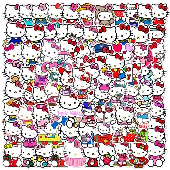 10/30/50/100ks Kawaii Hello Kitty Nálepky Estetické Obtlačky DIY Denník Telefón Fľaša na Vodu Roztomilý Kreslený Nálepka pre Deti, Dievčatá