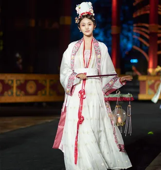 Pieseň Dynastie Tradičnej Čínskej Kostým Hanfu Úzke Rukáv Tričko Lietadla Rukáv Biele