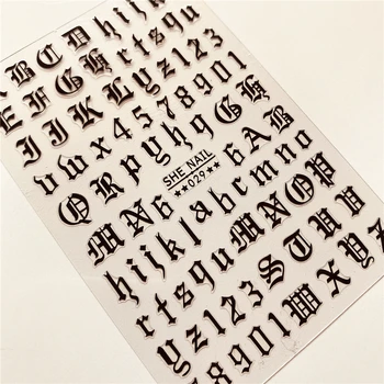 ONA-002 k 029 anglickej abecedy Star 3D Späť lepidlo na Nechty, obtisky na Nechty, nálepky na Nechty, dekorácia, Nail art nástroj na Nechty, ozdoby