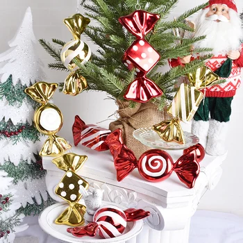 20 CM Veľké Vianočné Ozdoby, Vianočné elektrolyticky pokrývajú Candy Prívesok Maľované Červené a Zlaté Ozdoby Domácej Strany Svadobné Nové