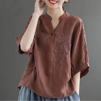 Nové Letné Výšivky Elegantný Retro Cheongsam Hanfu Čínskej Tradičnej Štýl Ženy, Vintage Oblečenie S Dlhým Rukávom Top Žena