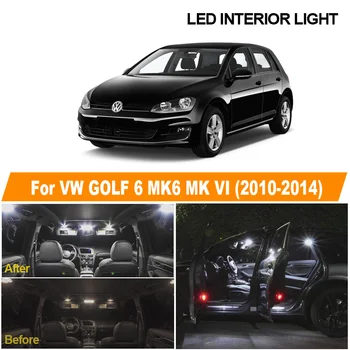 15pcs Biela, Canbus LED špz Žiarovky do Interiéru Čítanie Mapy Dome Light Kit Pre Volkswagen VW Golf 6 MK6 MK VI 2010-2014
