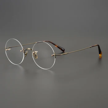 Vintage Kolo Čistého Titánu Okuliare, Rám Mužov Optické Krátkozrakosť Predpis Okuliare Rám Ženy 2021 Nové Luxusné Značky Okuliarov