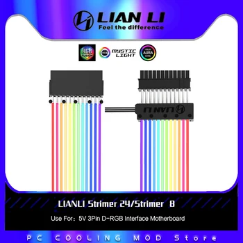 LIANLI Strimer 24 8 Neon Linka 24 Pin Napájanie RGB PSU Kábel / VGA 8P+8P Predlžovací Kábel Adaptéra 5V 3Pin D-RGB Hlavičky AURA SYNC