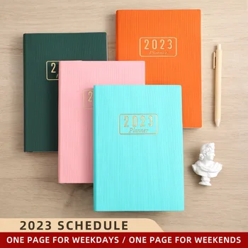 A5 2023 PU Kožené Notebooky Časový Plán Pure Color Agendy kancelárske potreby Kancelárske Školské potreby 365 Dní student Notebook Plánovač