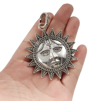 2 Ks Tibetského Striebra Veľké Slnko Tvár Kúzlo Prívesok s Kauciu Konektor pre Náhrdelník Šperky Accessorices Zistenia