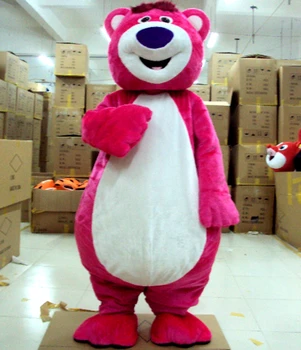 Ružová LOTSO Medveď maskot kostým pre Dospelých Charakter Maškarný Kostým party Šaty Roztomilé Bábiky mascotte costume Cosplay Oblečenie pre Dospelých Veľkosť