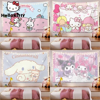 Sanrio Cartoon Gobelín Hello Kitty Moje Melódie Cinnamoroll Kuromi Roztomilý Ubytovni Spálňa Pozadí Handričkou Obývacia Izba Dekor Dary