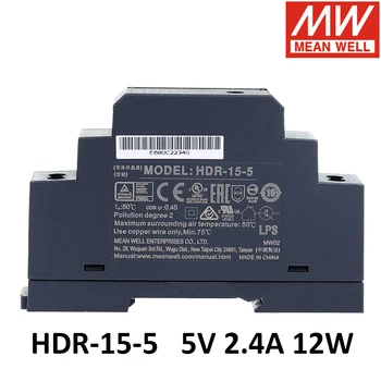 Pôvodné Znamenať Aj HDR-15-5 85-264V AC NA DC 5V 2.4 A 12W Meanwell Ultra Slim Krok Tvar DIN lištu Prepínanie Napájania