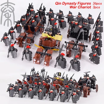 MOC Qin Ríše Voze Kone Stredovekých Rytierov Armády Vojaci Údaje DIY Model Stavebné kamene, Tehly, Hračky Pre Deti, Darčeky