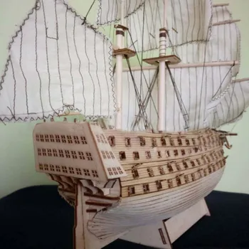 52 cm Dlhé DIY Dreva Montované Víťazstvo Royal Navy Lode, Plachetnice Model Čln Dekorácie, hračky pre deti Dávnych plachetnica model
