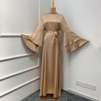 Ramadánu Eid Mubarak Moslimských Módne Hodvábne Rúcha Žien Abaya Dubaj Turecko Islam Hidžáb Oblečenie Vestidos Župan Musulmane Longue F2878