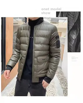 2021 nové zimné kožené bavlna kabát pánske sako kórejská verzia trend stand-up golier kožené bavlna kabát voľné veľké veľkosti cotto