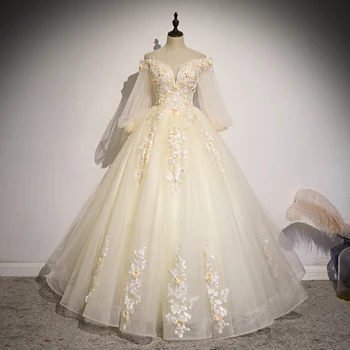 Mimo Rameno Quinceanera Šaty Polovičný Rukáv Princezná Plesové Šaty, Čipky Kvet 2022 Nové Vestidos Viacerých Farba Zákazku