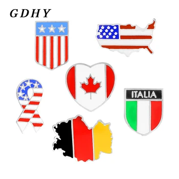 GDHY Smalt Nemecko Kanada Italia Amerike Národnej Vlajky Mapu Brošňa Preklopke Kolíky Klobúk, Kabát Batoh Pre Mužov, Ženy, Odznaky Príslušenstvo