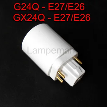 ABS LED G24 na E27 Adaptér Zásuvky Halogénové gx24q CFL Svetlo Lampy base converter, e27, aby žiarovka g24 držiaka adaptéra 4pin 85-265V