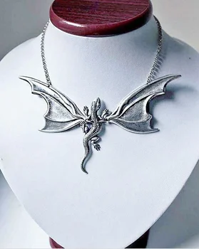 Bat Krídlo Náhrdelník s Drakmi ,Upír Bat Náhrdelník,darček pre Goth Milenca,cosplay Šperky Darček