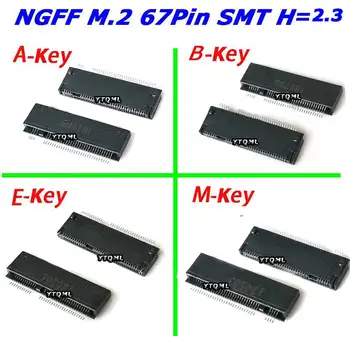 2 ks m.2 Conector 67P Chave Ngff rozhranie Soquete SSD Soquete H = 2.3 Slot Ngff Soquete Quente Novo A/B/E/M-Key