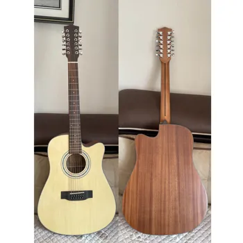 Skladom 41 palcový akustická gitara 12 string folková gitara smrekového dreva top matný povrch okume dyha späť&strane mahagón krk môže pridať EQ