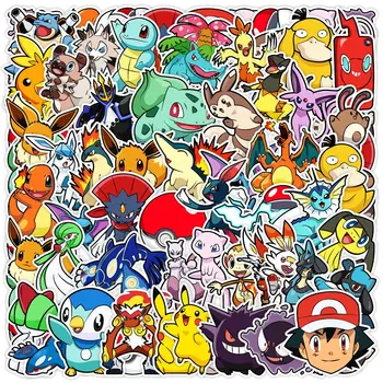 50/63pcs Non-opakovanie Roztomilý Kreslený Anime Okolo Pokémon Pikachu Kvalitné Nepremokavé Nálepky pre Deti