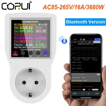 CORUI Tuya EÚ Bluetooth, Digitálny Wattmeter 220V AC Napájania Smart Zásuvky Elektrickej energie Spotreba Kilowatt Meter Smart Home