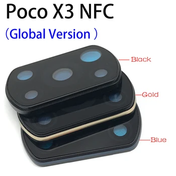 Nové zadné Zadné Sklo Objektívu Fotoaparátu Pre Xiao POCO X3 NFC Globálna Verzia Kamery Sklo Rám S Krytom Držiak S Lepidlo Lepidlo