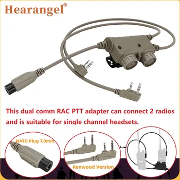 Taktické Ptt Dual Komunikácie RAC Ptt Kenwood Konektor pre Baofeng UV5R UV82 COMTAC Airsoft ShootingTactical Headset&RAC 6 Pin PTT