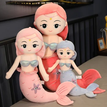 60-100 cm Lovely Mermaid Plyšové Hračky Mäkké, Vypchaté Ryby Zvierat Vankúš Deti Bábiku Baby Spánku Partner Dievčatá Narodeniny Vianočný Darček