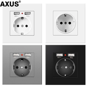 AXUS Stenu USB Zásuvky Napájania Dual USB 5V 2A Nabíjací Port Zásuvky PC Panel smart LED Indikátor zap/vyp zásuvky s USB Normy EÚ