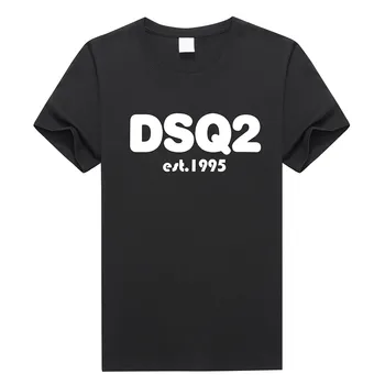 DSQ2 značky 2021 letné štýl 100% bavlna muži čierne tričko príležitostné O-Neck T-shirt krátkym rukávom tees DSQ2 písmeno T-shirt pre mužov