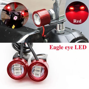 2 ks Motocykel Eagle Eye Flash 3 LED Svetlo Hmlové svetlá Svetlé Jazdy Svetlo Mini projektor 12V Nepremokavé DRL Červený Reflektor