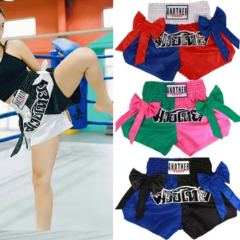 Thaiboxing Šortky Chlapci Dievčatá Muži Ženy Profesionálne Boj Thai Nohavice Kvality Dizajnér Bowtie Kickbox Krátke Boxeo Veľkosť XS-XXXL