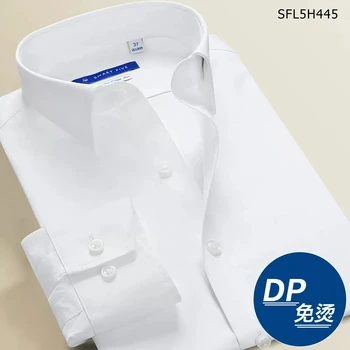 Smart Päť Kolo Golier Šaty, Košele Mužov Slim Fit s Dlhým Rukávom Bavlna Pruhované Tričká Muž Biela Office Formálne tričko