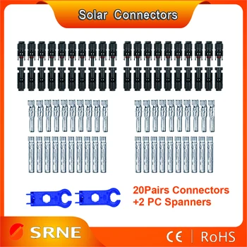 SRNE 20 Párov Solárny Panel Konektor Samec a Samica s 1Pair Kľúč vhodný Pre Solárny Kábel prierezy 2.5mm2~6.0mm2 IP67 Nové