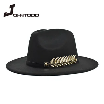 Vintage classic cítil jazz fedora klobúk veľké brimmed klobúk cloche kovboj panama pre ženy muži muži black red tvrdý klobúk a tvrdý klobúk