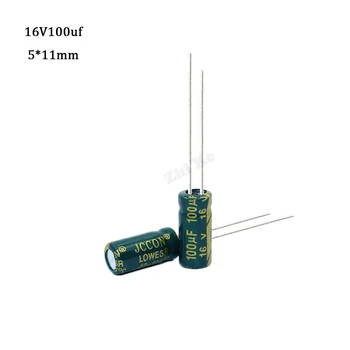50pcs/veľa 100UF 16V 100mf 105C 5X11mm Vysoká frekvencia nízka impedancia Hliníkové Elektrolytický Kondenzátor 16V100UF radiálne olova 20%