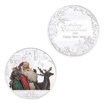 Veselé Vianočné Ozdoby Izba Dekor Santa Claus, ktorí Chcú Mince, Strieborné Pozlátené Suveníry a Darčeky Pamätné Mince