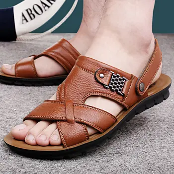 S dvojakým použitím, papuče klasické sandále mužov topánky v lete roku 2022 kožená obuv pláže topánky muž pohodlné sandále