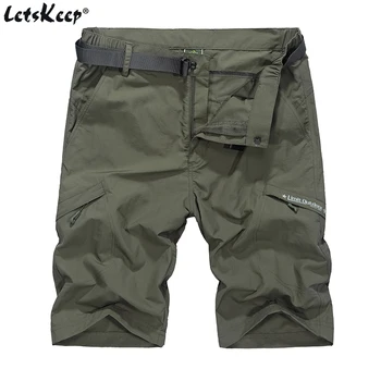 LetsKeep Lete Nepremokavé vojenské šortky mužov tenký materiál cargo krátke nohavice Plus veľkosť elastické nohavice s pásom 4XL, A207