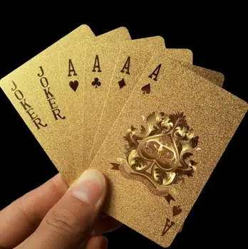 Zlaté Hracie Karty Paluby Zlatej Fólie Poker Nastaviť Magic Card 24K Gold Fólie Poker Trvanlivé Nepremokavé Karty Magic