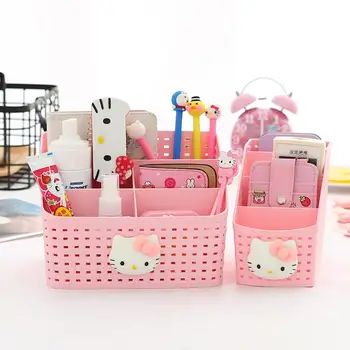 Cartoon Hello Kitty Ploche Úložný Box Kt Domácnosti Kawaii Plastové Kozmetické Box Drobnosti Papiernictvo Vedro Ubytovni Študentov