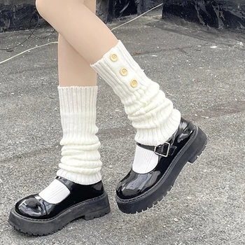 Ženy Leg Warmers Pevné/Prekladané Kontrast Farieb Pletené Boot Manžety Tlačidlá Ponožky Teplé Zimné Jeseň Streetwear Módy pre Dámy
