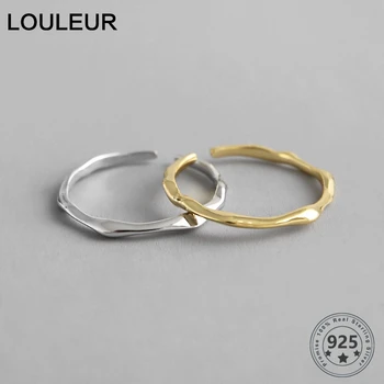 LouLeur 925 Sterling Silver Otvoriť Krúžok INY Studenej a Cool Minimalistický Tvár Prst Prsteň Pre Ženy Vyhlásenie Nastaviteľné Tenký Krúžok