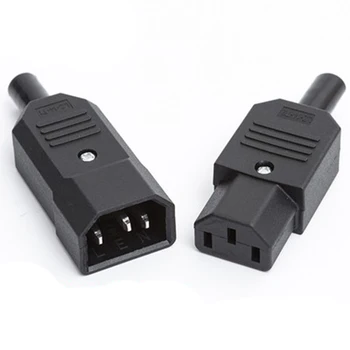 IEC Rovný Kábel Zapojte Konektor napájací konektor 10A 250V Čierna žena&muž Plug Rewirable Konektor Napájania 3 pin AC Zásuvky