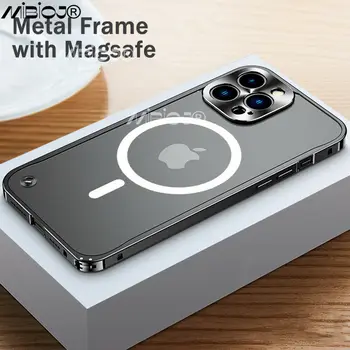 Kovové 360 Magnetické Postavený v Obrazovke Fotoaparátu Ochranu Pre iPhone 14 13 12 Pro Max Prípade, Bezpečnostné Zámky Sklo Funda Luxusné Kryt Telefónu
