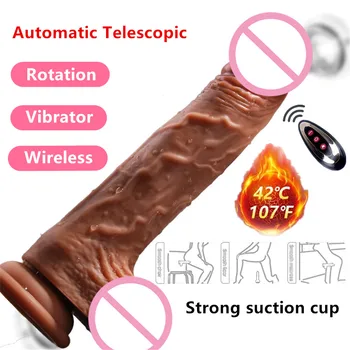 Realistické Dildo Automatické Teleskopické Kúrenie Tlačením Vibrátory prísavky Penis Vibrátor Sexuálne Hračky pre Ženy Erotické Produkty