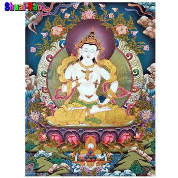 Tibetský bohyne Budhistické plný vrták diy Diamond Maľovanie Cross Stitch Mozaiky guanyin buddha zen 5D Diamond Výšivky stenu decor