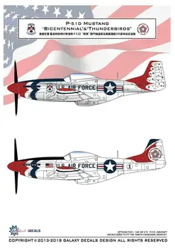 Model GALAXY 1/72 G72017 Rozsahu P-51D Mustang Bicentennial & Thunderbirds Odtlačkový