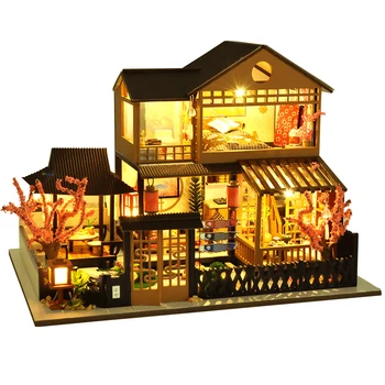 Cutebee DIY domček pre bábiky Mierke 1/24 Miniatúrny domček pre bábiky Japonská Záhrada Stavebné Súpravy, Hračky pre Deti Narodeninám